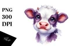 Smiling Highland Cow Violet PNG Product Image 1