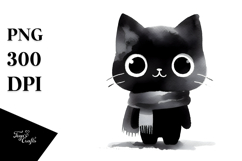 Funny Washed Watercolor Cat PNG Product Image 1