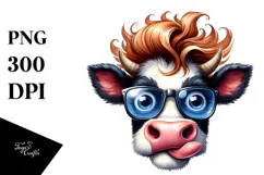 Crazy Cow with Hair, Transparent PNG Product Image 1