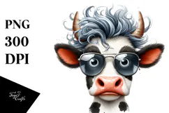 Crazy Cow with Hair, Transparent PNG Product Image 1
