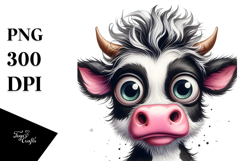 Crazy Cow with Hair, Transparent PNG Product Image 1