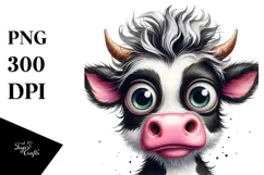 Crazy Cow with Hair, Transparent PNG Product Image 1