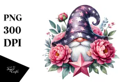 Vibrant GNOME with Peonies Ornament PNG Product Image 1