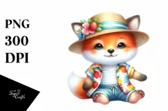 Colorful Cute Baby Fox Dressed for Summer | Clipart Product Image 1