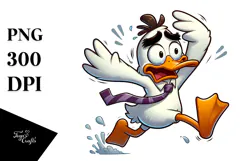 Goofy Cartoon Duck Jumping PNG Product Image 1