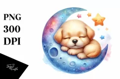Cute Baby Puppy Sleeping on the Moon Product Image 3
