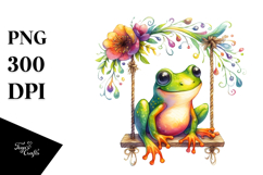 Colorful Funny Frog on Swing PNG Product Image 1
