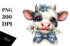 Funny Baby Cow with Bow and Tie, Transparent PNG Product Image 1