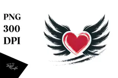 Colorful Paintbrush Winged Heart PNG Product Image 1