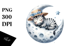 Sleeping Moon Sticker Clipart Product Image 1
