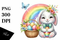Easter Bunny Rainbow Egg Flower, Clipart |T-shirt, Mug PNG Product Image 8