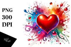 Red Glossy Heart, Transparent PNG Product Image 1