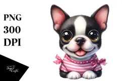 Happy Cute Boston Terrier PNG Product Image 1