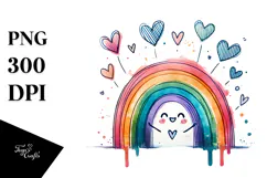 Colorful Digital Rainbow Hearts PNG Product Image 1