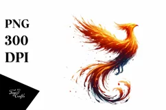 Simple Digital Painting Phoenix Fire Ice PNG Product Image 1