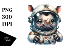 Cute Baby Rhino with Astronaut Helmet, High-Res PNG Product Image 1