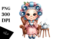 Watercolor Tea Cup Chair Sublimation Clipart Product Image 1