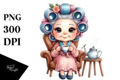 Watercolor Tea Cup Chair Sublimation Clipart Product Image 1