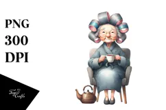 Watercolor Tea Cup Chair Sublimation Clipart Product Image 1