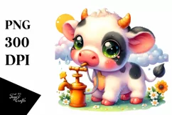 cute Baby Cow with Pumpkin | Clipart Product Image 3