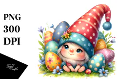 Gentle Baby Gnome and Easter Eggs, PNG Product Image 1