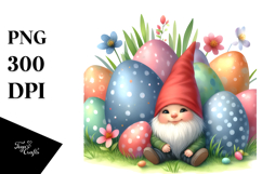 Innocent Baby Gnome in Easter Scene, PNG Product Image 1
