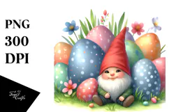 Innocent Baby Gnome in Easter Scene, PNG Product Image 1