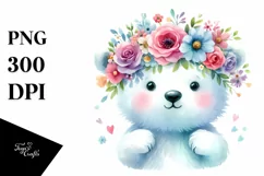 cute Polar Bear with Flower Crown | Clipart Product Image 3