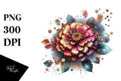Abstract Golden Zinnia Watercolor | Sublimation | Clipart Product Image 1
