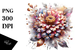 Abstract Golden Zinnia Watercolor | Sublimation | Clipart Product Image 1