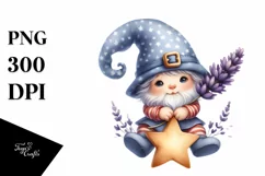 Cute Baby Gnome with Lavender PNG Product Image 1