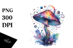 Colorful Watercolor Magical Celestial Astral Mushroom, Product Image 1