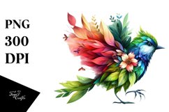 Vibrant Bird with Flowers, PNG Product Image 1