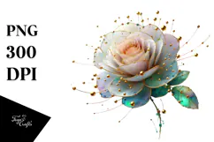 Red Rose with Golden Insertions PNG Product Image 1