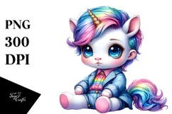 Vibrant Cute Baby Unicorn PNG Product Image 1