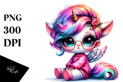 Vibrant Cute Baby Unicorn PNG Product Image 1