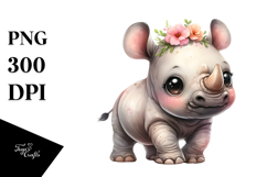 Cute Baby Rhino in Beachwear PNG Product Image 1