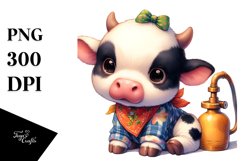 Vibrant Baby Cow Watercolor Drawing Sublimation Clipart Product Image 1
