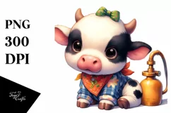 Vibrant Baby Cow Watercolor Drawing Sublimation Clipart Product Image 1