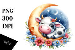 Sleeping Moon Sticker Clipart Product Image 1