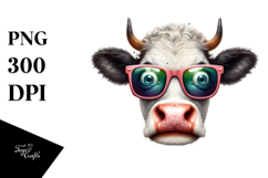 Enigmatic Cow with Sunglasses PNG Product Image 1