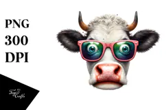 Enigmatic Cow with Sunglasses PNG Product Image 1