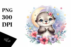 Colorful Sea Otter | Moon Stars | Clipart Product Image 1