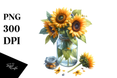 Jar Sunflower Illustration Sublimation Clipart Product Image 1