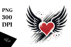 Simple Heart with Wings PNG Product Image 1