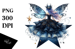 Gothic Fairy on Star with White Background PNG Product Image 1
