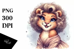 Funny Lion Diva Look Watercolor Clipart Product Image 3