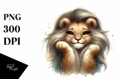 Funny Lion Diva Look Watercolor Clipart Product Image 3