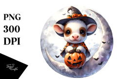Cute Baby Cow Standing on Moon, Transparent PNG Product Image 1