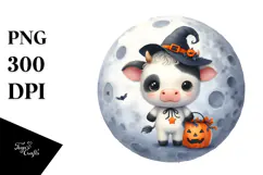 Cute Baby Cow Halloween PNG Product Image 1